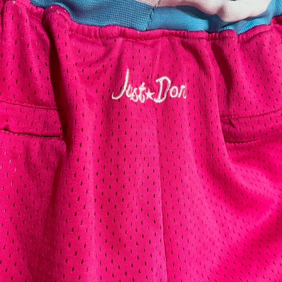 VINTAGE Just Don Miami Heats Men Shorts S Pink Retro Embroidered Team Logo NBA - Picture 4 of 5